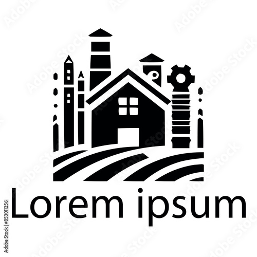 A black industry home logo on white simple background