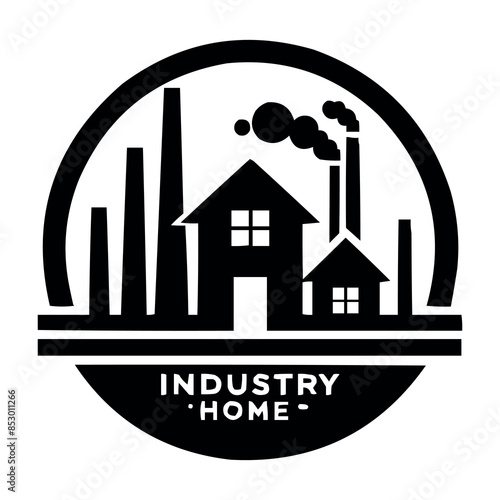 A black industry home logo on white simple background