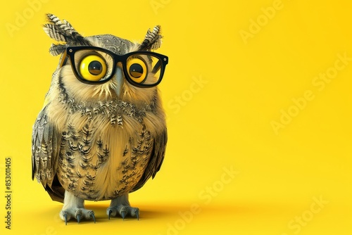 Wallpaper Mural A cartoon owl wearing glasses is staring at the camera Torontodigital.ca