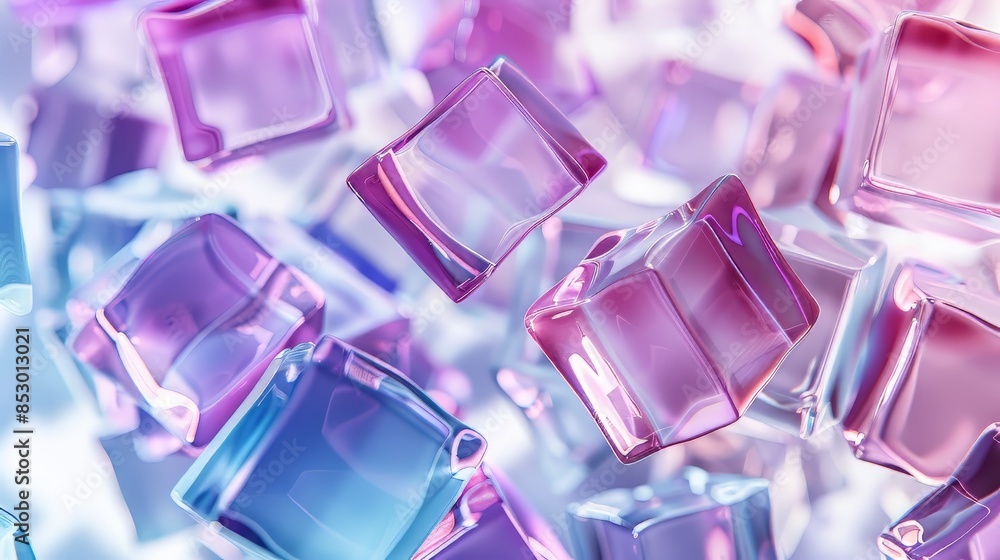 Purple And Blue Glass Cubes Falling Purple And Blue Glass Cubes Falling