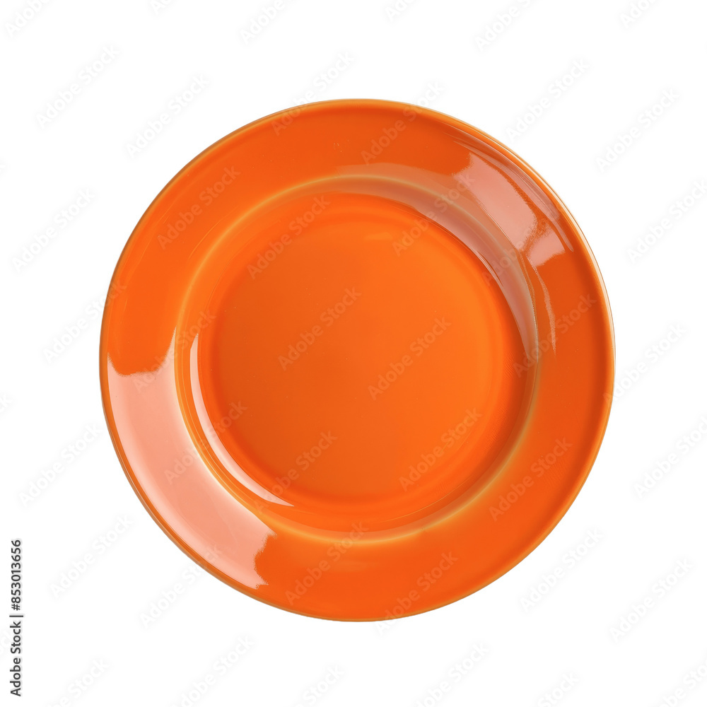 Empty orange plate isolated on transparent background PNG top view Empty orange plate isolated on transparent background PNG top view