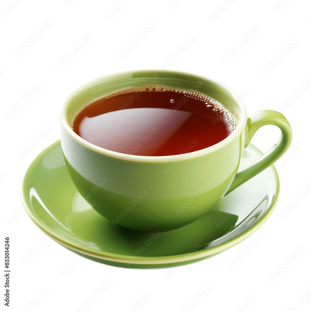 Green cup of fresh hot tea isolated on transparent background PNG Green cup of fresh hot tea isolated on transparent background PNG