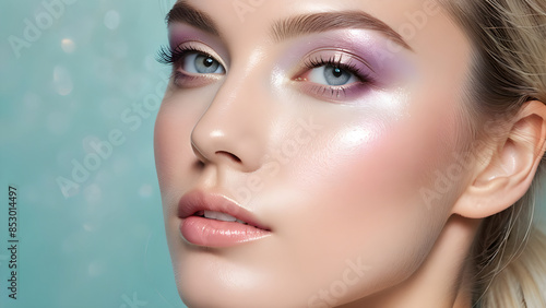 Beautiful women face makeup, face close up