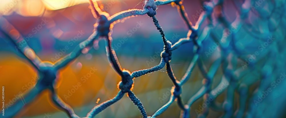 A Football Net Bulges After A Goal In A Blurred Image, Capturing The Decisive Moment Of Scoring A Football Net Bulges After A Goal In A Blurred Image, Capturing The Decisive Moment Of Scoring