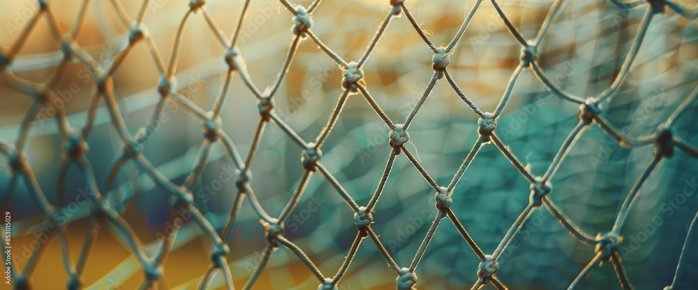 Fototapeta premium A Football Net Sways Gently In A Blurred Image, A Testament To The Intensity Of Play