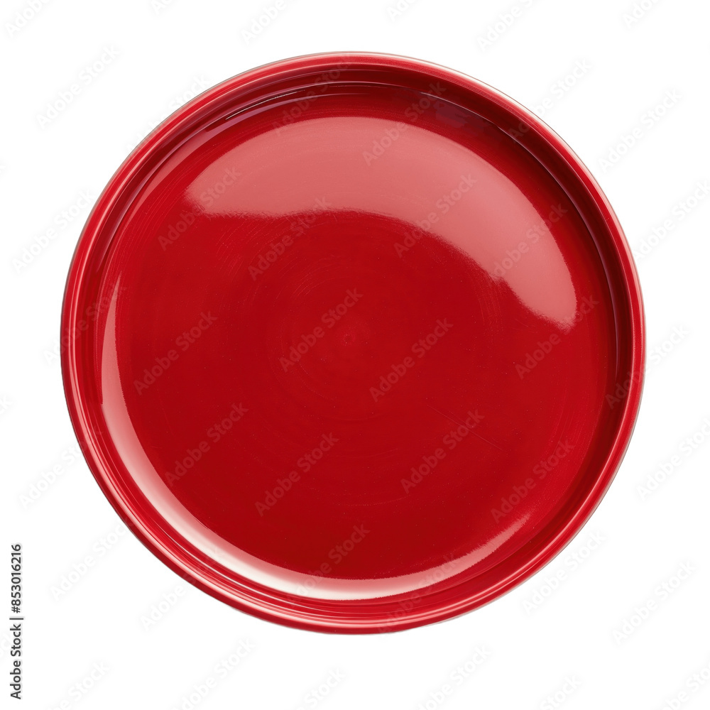 Round red serving plate isolated on transparent background PNG top view Round red serving plate isolated on transparent background PNG top view