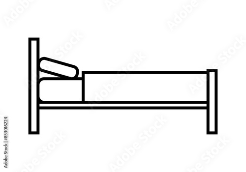 Icono negro de una cama en fondo blanco