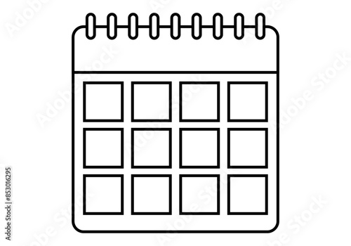 Icono negro de calendario en fondo blanco