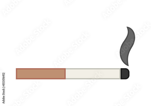 Cigarro de tabaco encendido en fondo blanco