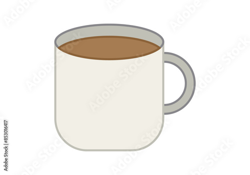 Taza con chocolate o café en fondo blanco