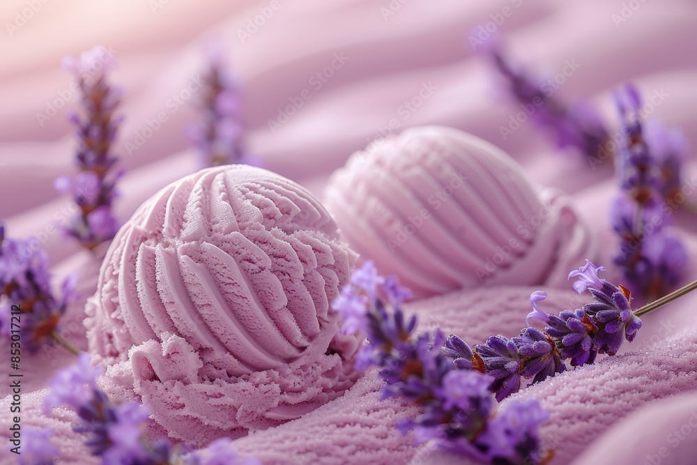 Lavender ice cream scoops Lavender ice cream scoops