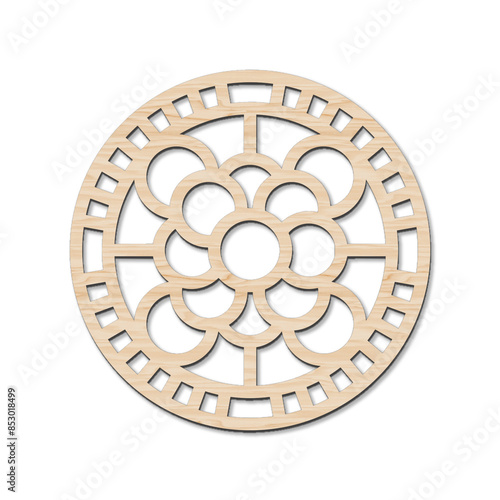 Wood textured asian traditional pattern. 3D PNG. oriental elements. thin line icon. historical architecture design.