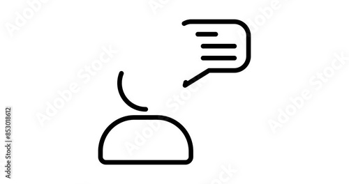 Speak animated outline icon with white background. Speak 4k motion design animation for web, mobile and ui design