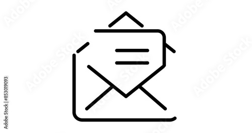 Mail animated outline icon with white background. Mail 4k motion design animation for web, mobile and ui design