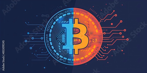 crypto flat design side view blockchain technology animation Split-complementary color scheme