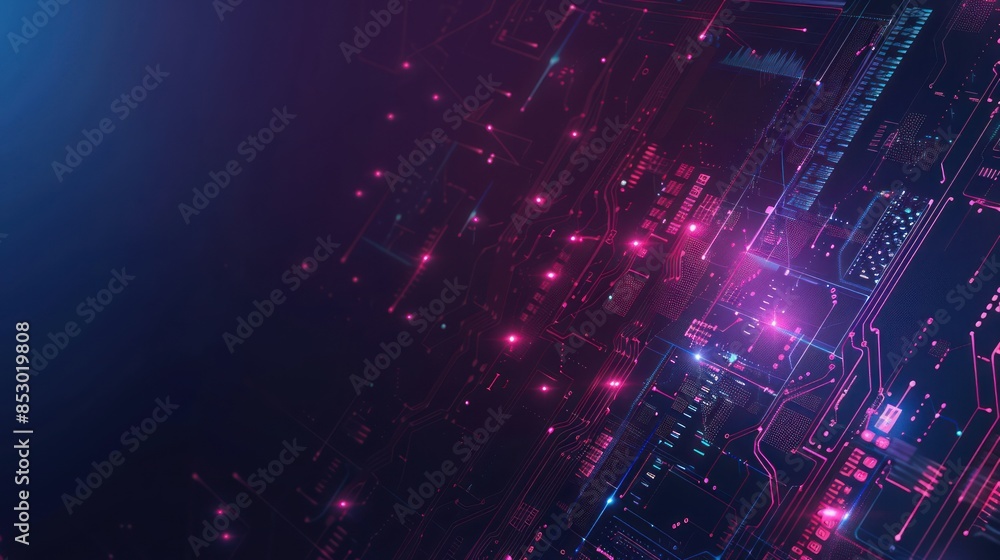 Abstract Futuristic Circuit Board with Glowing Lines