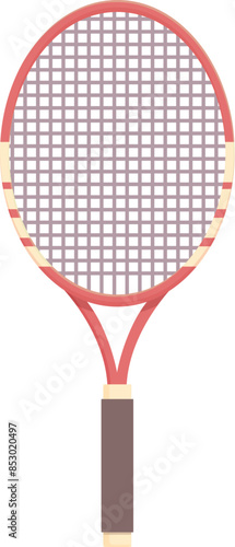 Tennis racket standing up on a white background, ready for a tennis match