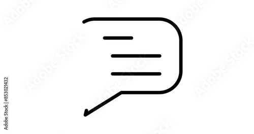 Speech bubble animated outline icon with white background. Speech bubble 4k motion design animation for web, mobile and ui design