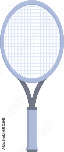 Tennis racket standing upright, waiting for a tennis player to pick it up and play