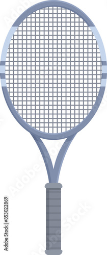 Professional tennis racket is standing up, ready for a tennis player to use it to win the match