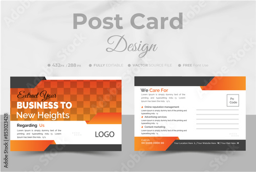 Postcard design template. For Corporate Business. Amazing and modern postcard design. stylish corporate postcard design.