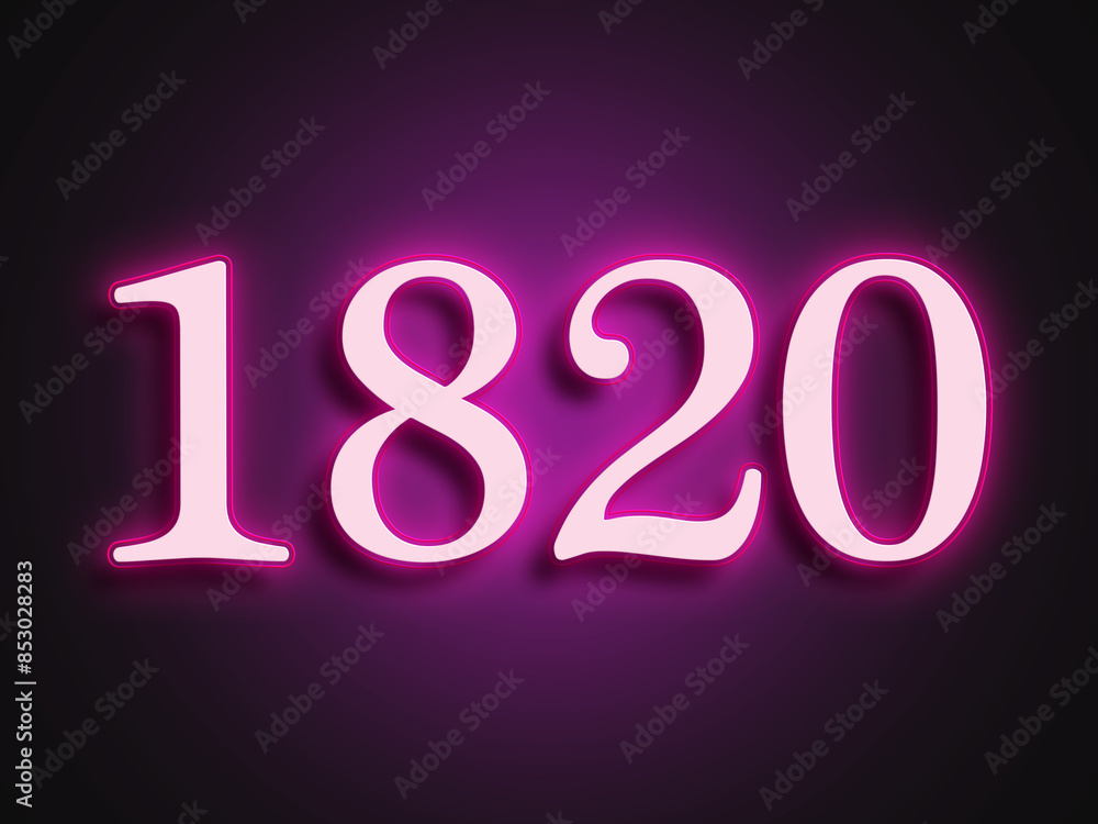 Pink glowing Neon light text effect of number 1820. Pink glowing Neon light text effect of number 1820.