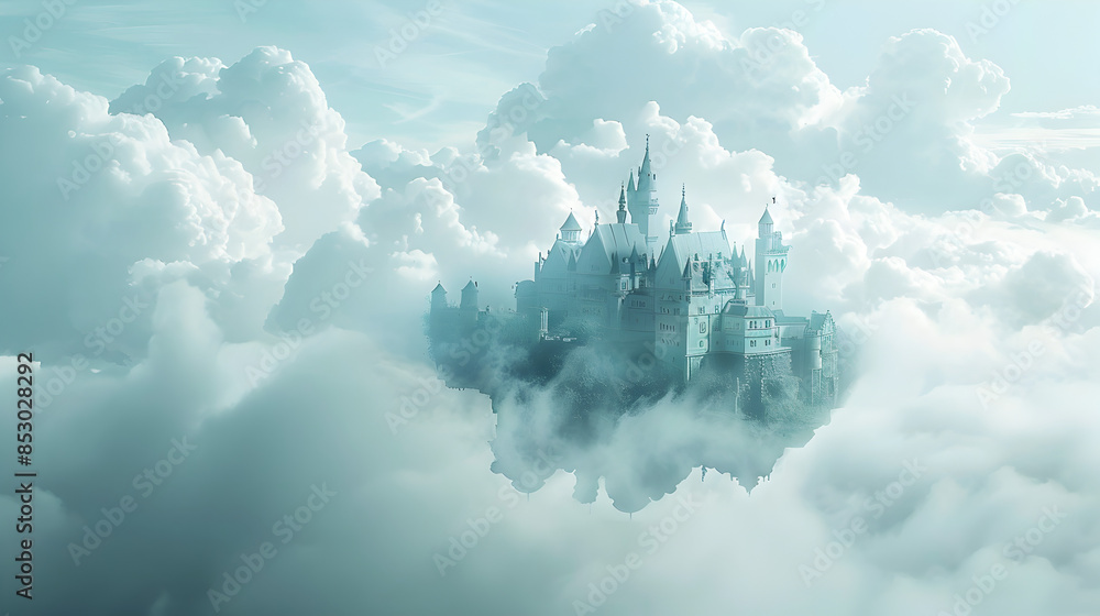 Fototapeta premium A castle floating in the clouds.