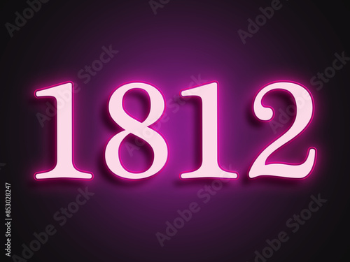 Pink glowing Neon light text effect of number 1812.