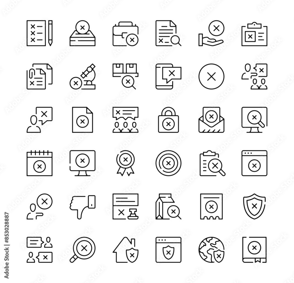 X mark icons set. Vector line icons. Black outline stroke symbols X mark icons set. Vector line icons. Black outline stroke symbols