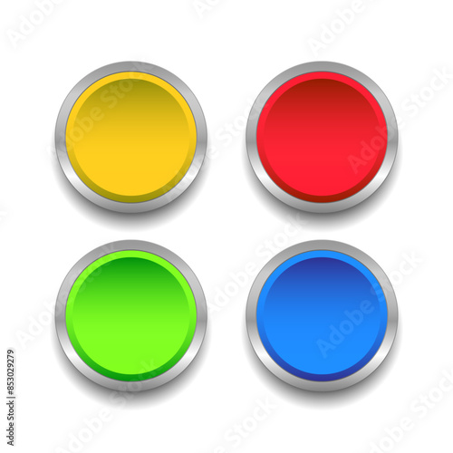 Colorful round web buttons in different colors on a white background. Applies to websites and icons. Vector illustration