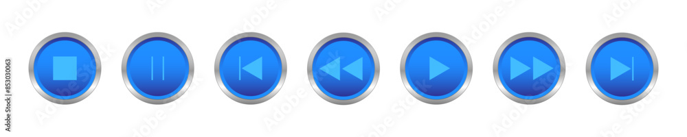 Vector set of media player web buttons on a white background. Applies to websites and icons. Vector illustration Vector set of media player web buttons on a white background. Applies to websites and icons. Vector illustration