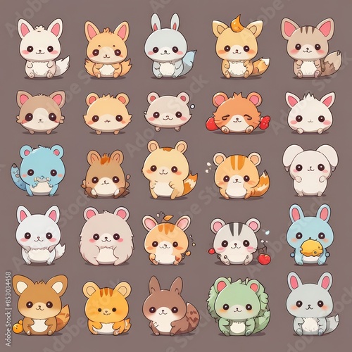 a close up of a bunch of cartoon animals with different expressions