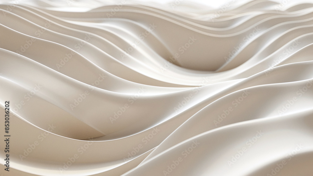 Obraz premium Creamy Serenity Waves Wallpaper: A Gentle Flow of Abstract Elegance for Tranquil Interior Design and Calm Spaces