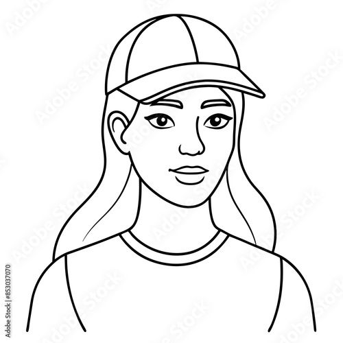  A young lady wears a cap vector illustration and line art