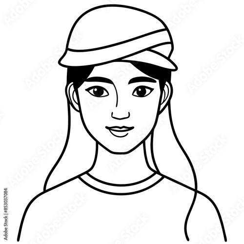  A young lady wears a cap vector illustration and line art