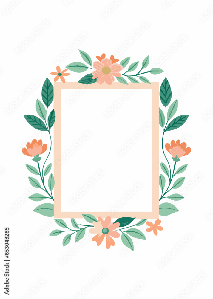 Simple floral square frame with an empty center on a white background. Vector illustration Simple floral square frame with an empty center on a white background. Vector illustration