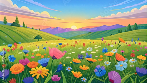 Blooming Meadow with Wildflowers