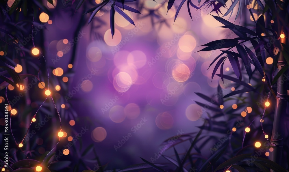 Garland of warm orange lights framing the frame, granite background Garland of warm orange lights framing the frame, granite background