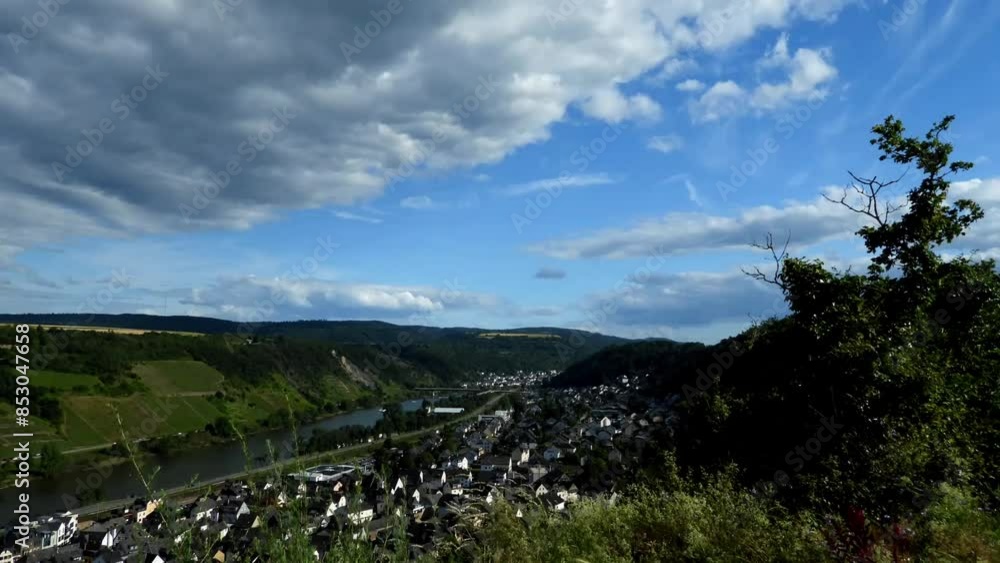 High Angle view of Moselle Valley, Time lapse High Angle view of Moselle Valley, Time lapse