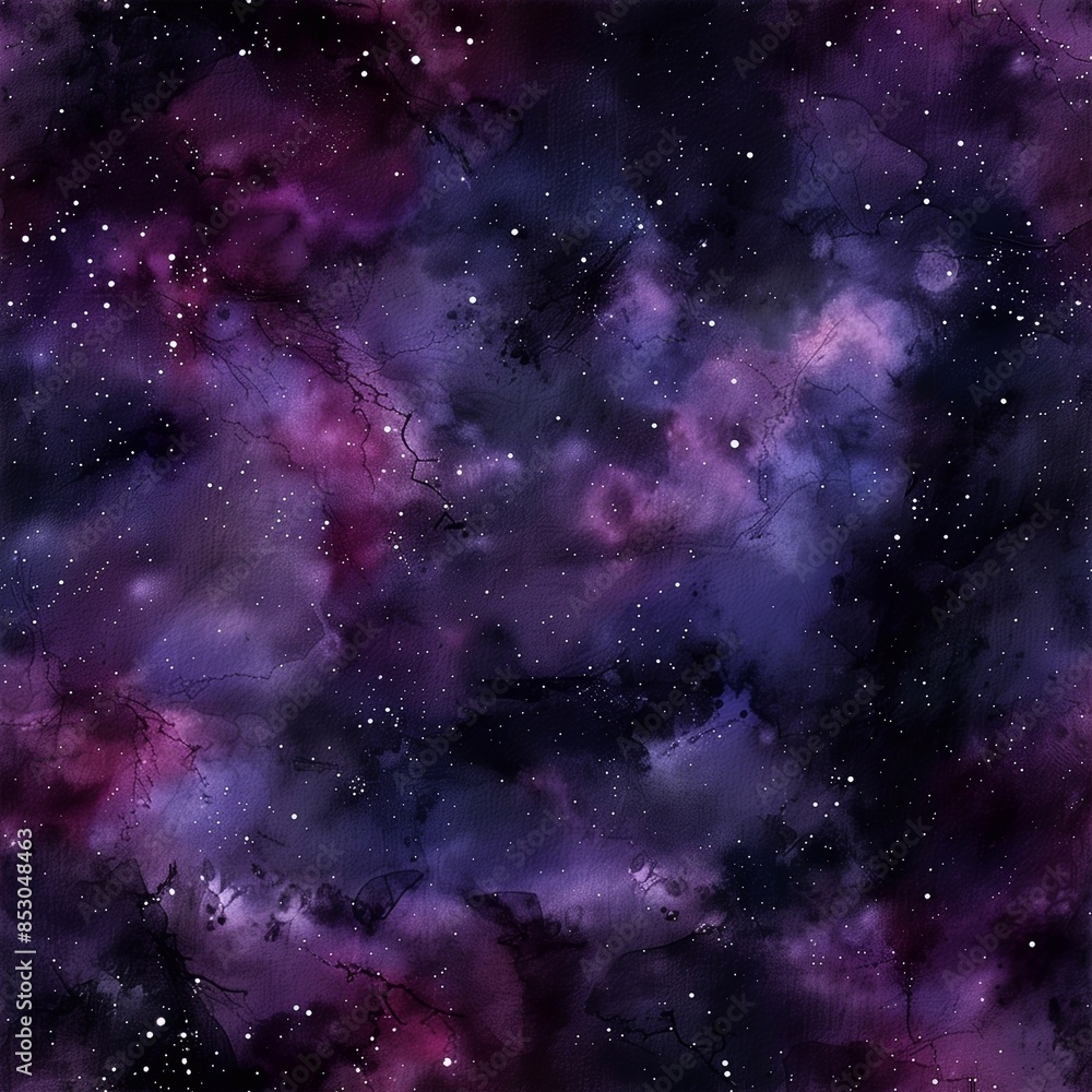Fototapeta premium Dark Watercolor Galaxy Seamless Texture