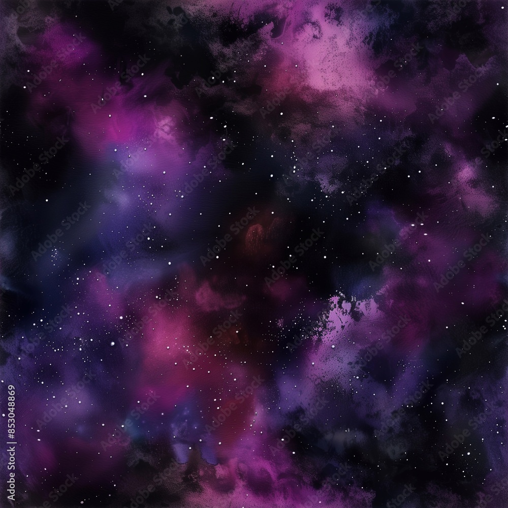Fototapeta premium Cosmic Watercolor Stars Seamless Background