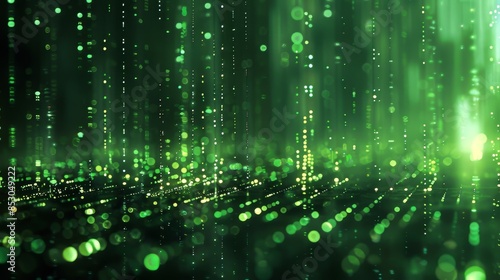 Green Abstract Background With Lights