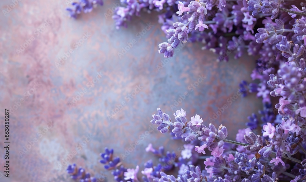 Wreath of lavender framing frame on the stone background Wreath of lavender framing frame on the stone background