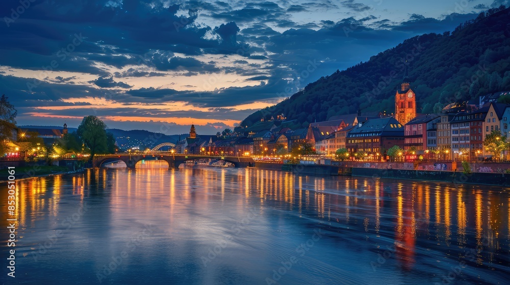 Fototapeta premium night lake country country, nature, lake, water, landscape, sky, green, natural, power, rural, environment, 