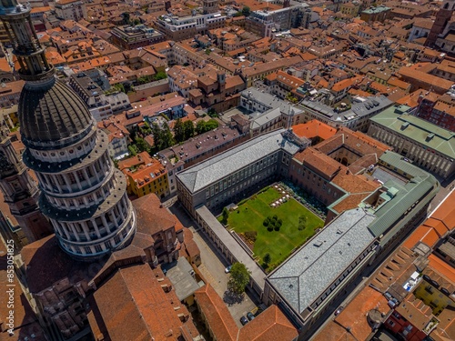 Tableau sur toile An aerial perspective reveals the heart of Novara, Italy