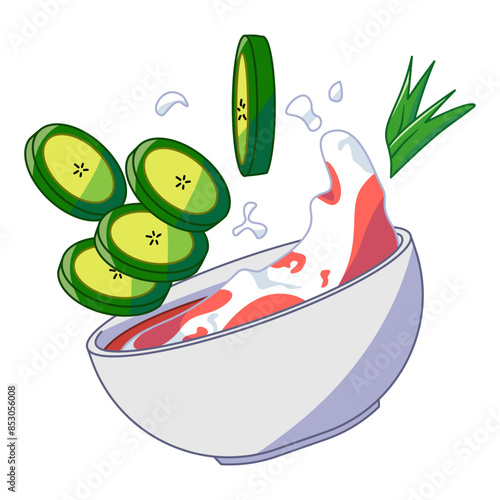 indonesia’s Street Foods illustration: Pisang Ijo in flat design