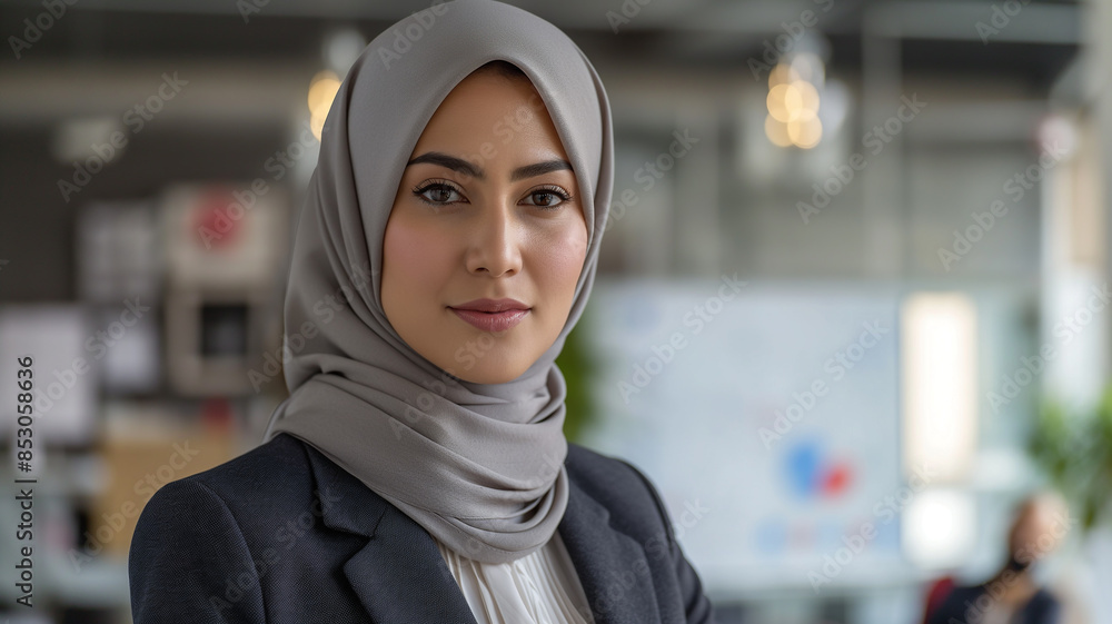 Hijabi Financial Analyst Portrait, Exuding Confidence in a Meeting Room
Hijabi Financial Analyst Portrait, Exuding Confidence in a Meeting Room