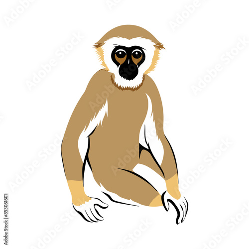 cartoon vector of a gibbon 