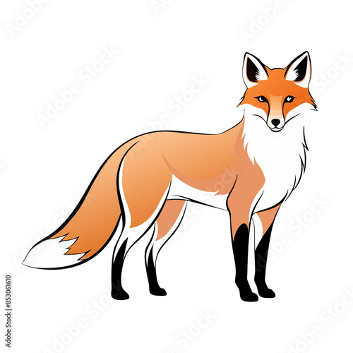 charming cartoon vector of a fox with a bushy tail and bright eyes.