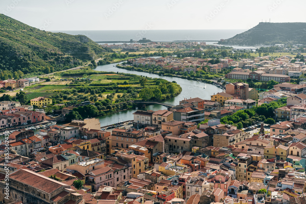 beautiful village of Bosa with colored houses and a medieval castle. Sardinia, Italy beautiful village of Bosa with colored houses and a medieval castle. Sardinia, Italy